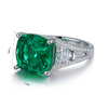 ANSTER JEWELRY 5.1 CTW Cushion Lab Grown Emerald 18K Gold Ring