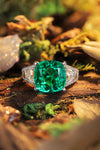 ANSTER JEWELRY 5.1 CTW Cushion Lab Grown Emerald 18K Gold Ring