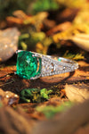 ANSTER JEWELRY 5.1 CTW Cushion Lab Grown Emerald 18K Gold Ring