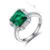 ANSTER JEWELRY 3.2 CTW Princess Lab Grown Emerald 18K Gold Ring