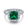 ANSTER JEWELRY 3.2 CTW Princess Lab Grown Emerald 18K Gold Ring
