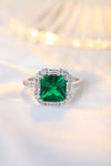 ANSTER JEWELRY 3.2 CTW Princess Lab Grown Emerald 18K Gold Ring