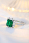 ANSTER JEWELRY 3.2 CTW Princess Lab Grown Emerald 18K Gold Ring