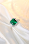 ANSTER JEWELRY 3.2 CTW Princess Lab Grown Emerald 18K Gold Ring