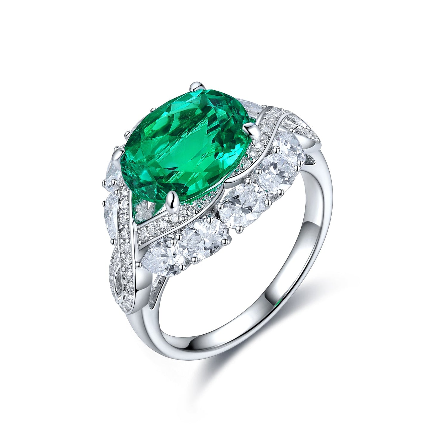 4.8 CTW Oval Lab Grown Sapphire S925 Ring plated