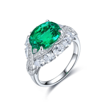 4.8 CTW Oval Lab Grown Sapphire S925 Ring plated
