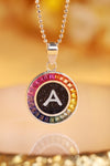 قلادة ANSTER Jewelry Princess Lab Grown Rainbow Letter من البلاتين PT950