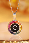 قلادة ANSTER Jewelry Princess Lab Grown Rainbow Letter من البلاتين PT950