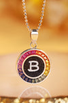 قلادة ANSTER Jewelry Princess Lab Grown Rainbow Letter من البلاتين PT950