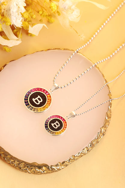 قلادة ANSTER Jewelry Princess Lab Grown Rainbow Letter مطلية بـ S925
