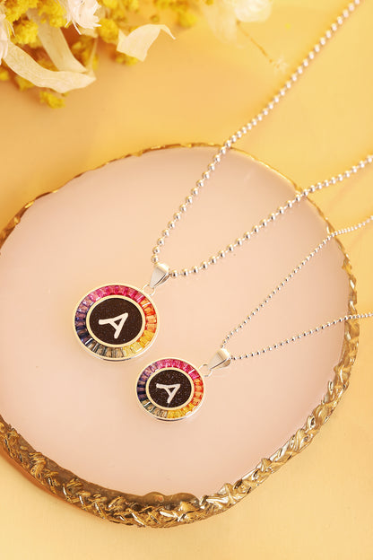 قلادة ANSTER Jewelry Princess Lab Grown Rainbow Letter مطلية بـ S925