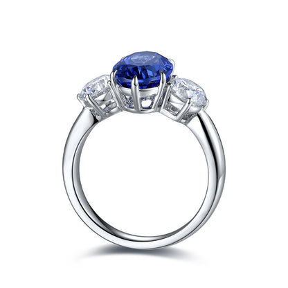 3.5 CTW Oval Lab Grown Sapphire S925 Ring plated