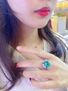 ANSTER JEWELRY 4.6 CTW Round Lab Grown Emerald 18K Gold Ring