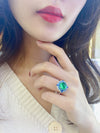 ANSTER JEWELRY 4.6 CTW Round Lab Grown Emerald 18K Gold Ring
