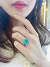 ANSTER JEWELRY 4.6 CTW Round Lab Grown Emerald 18K Gold Ring