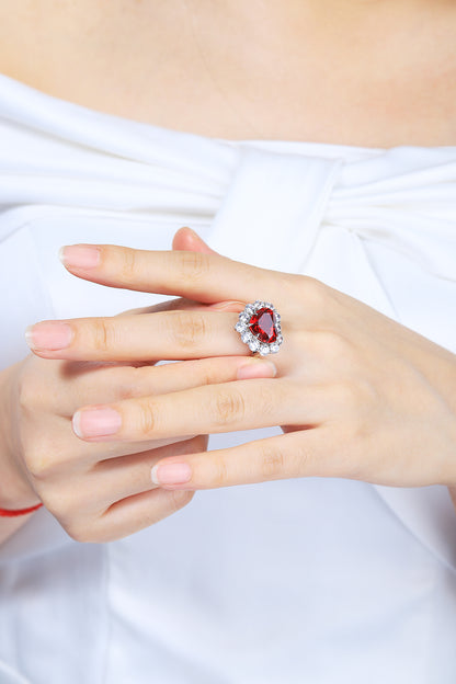 7.5 CTW Heart Lab Grown Ruby S925 Ring plated