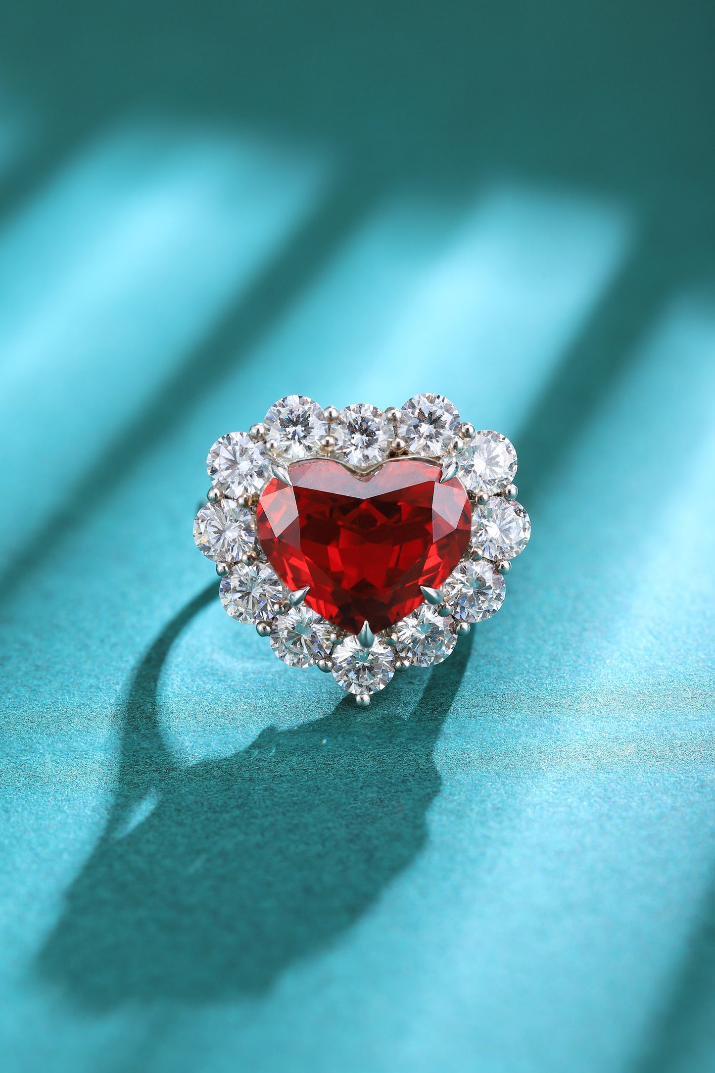 7.5 CTW Heart Lab Grown Ruby S925 Ring plated