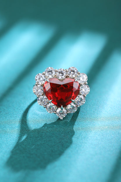 7.5 CTW Heart Lab Grown Ruby S925 Ring plated