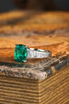 ANSTER JEWELRY 3.5 CTW Princess Lab Grown Emerald 18K Gold Ring