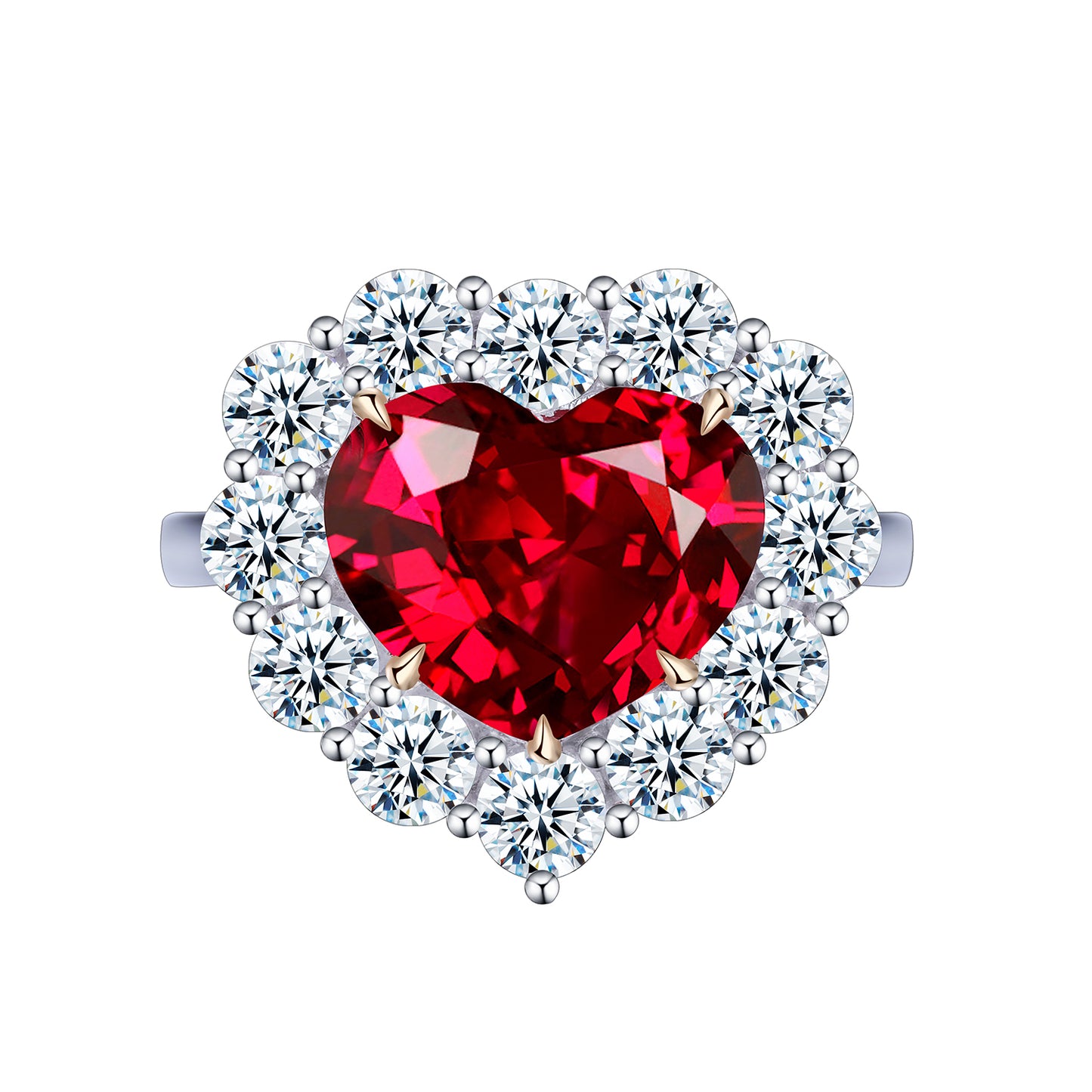 7.5 CTW Heart Lab Grown Ruby S925 Ring plated