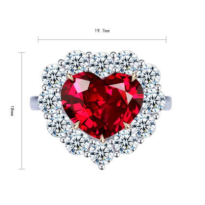7.5 CTW Heart Lab Grown Ruby S925 Ring plated