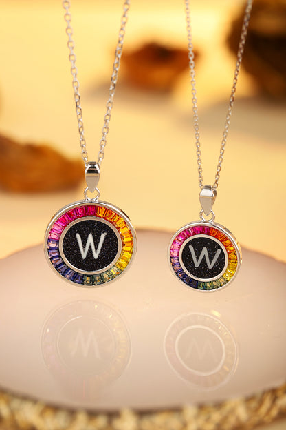 قلادة ANSTER Jewelry Princess Lab Grown Rainbow Letter مطلية بـ S925