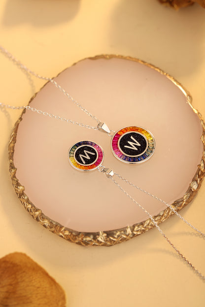 قلادة ANSTER Jewelry Princess Lab Grown Rainbow Letter مطلية بـ S925