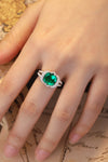 ANSTER JEWELRY 3 CTW Cushion Lab Grown Emerald 18K Gold Ring