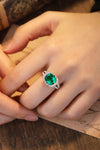 ANSTER JEWELRY 3 CTW Cushion Lab Grown Emerald 18K Gold Ring