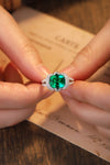 ANSTER JEWELRY 3 CTW Cushion Lab Grown Emerald 18K Gold Ring