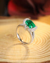 ANSTER JEWELRY 3 CTW Cushion Lab Grown Emerald 18K Gold Ring