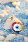 ANSTER Jewelry قلادة أميرة بلاتين PT950 بتصميم قوس قزح من إنتاج المختبر