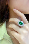 ANSTER JEWELRY 4.1 CTW Oval Lab Grown Emerald 18K Gold Ring