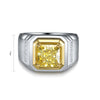 خاتم رجالي من ANSTER JEWELRY من البلاتين PT950 بقطع آشر 3.5 قيراط مرصع بألماس أصفر فاخر مزروع مخبريًا