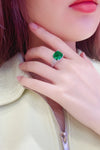 ANSTER JEWELRY 5.1 CTW Cushion Lab Grown Emerald 18K Gold Ring