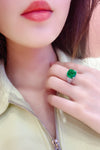 ANSTER JEWELRY 5.1 CTW Cushion Lab Grown Emerald 18K Gold Ring