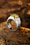 خاتم رجالي من ANSTER JEWELRY من البلاتين PT950 بقطع آشر 3.5 قيراط مرصع بألماس أصفر فاخر مزروع مخبريًا