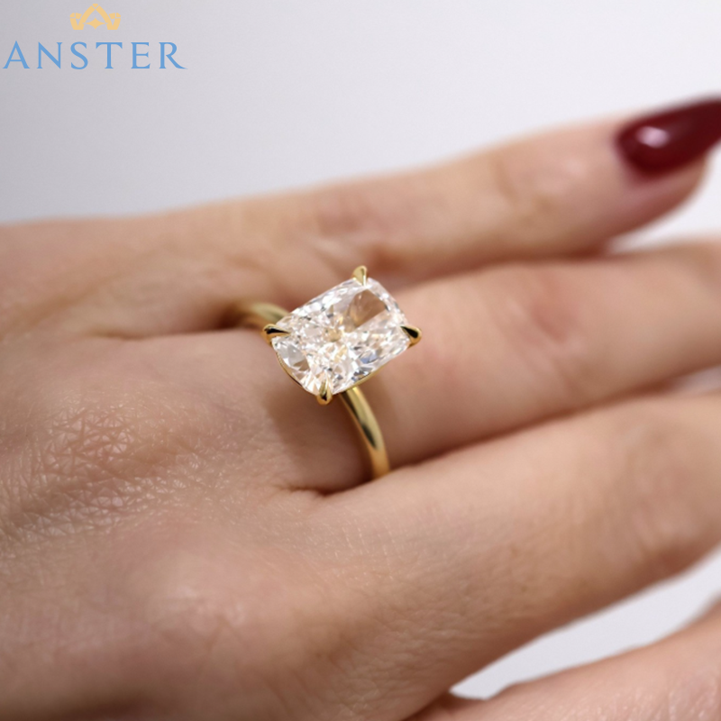 ANSTER Jewelry Custom IGI GIA 18K gold Emerald Cut Lab Grown Diamond Ring