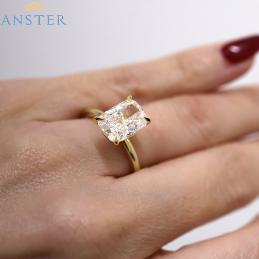 ANSTER Jewelry Custom IGI GIA 18K gold Emerald Cut Lab Grown Diamond Ring