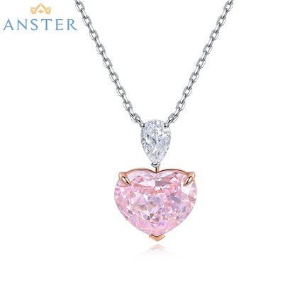 ANSTER Jewelry Custom Platinum Necklace PT950 VVS Pink Lab Grown Diamond Necklace