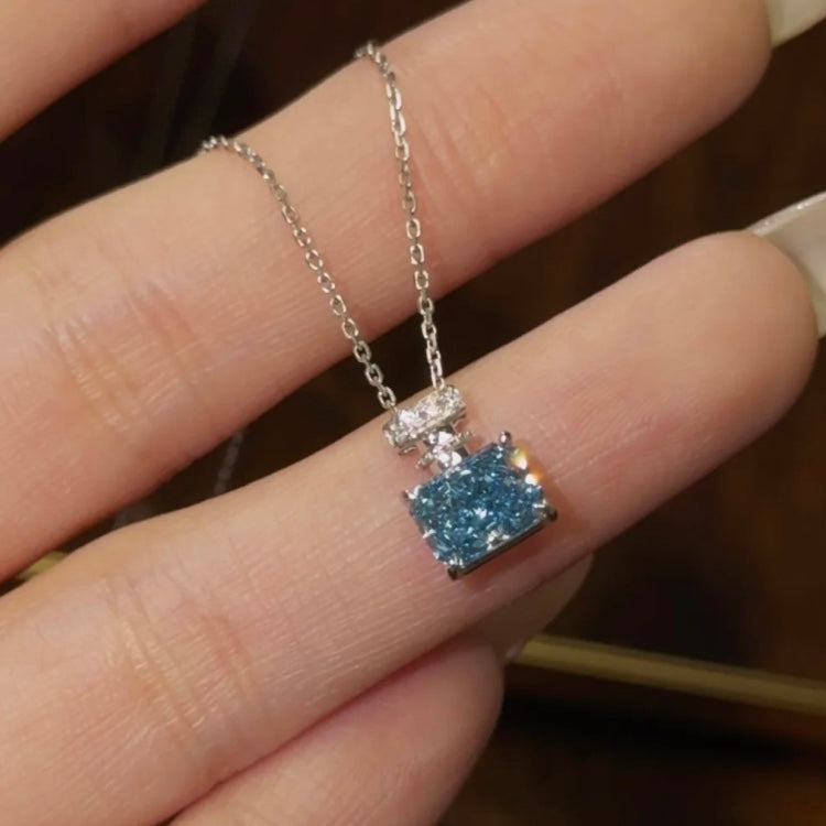 ANSTER Custom Wholesales Price Perfume Bottle Design Fancy Blue Lab Grown Diamond Pendant Necklace with IGI