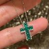 ANSTER Jewelry Custom Cross White Gold Jewelry Lab Grown Emerald Pendant Necklace with GRC