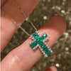 ANSTER Jewelry Custom Cross White Gold Jewelry Lab Grown Emerald Pendant Necklace with GRC