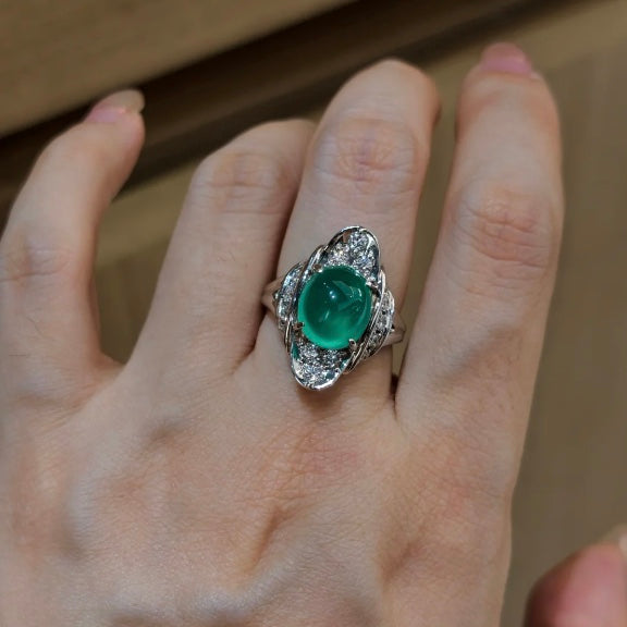 ANSTER Wholesales Price Lab Grown Emerald Ring with GRC Lab Gemstone 18K White Gold Ring