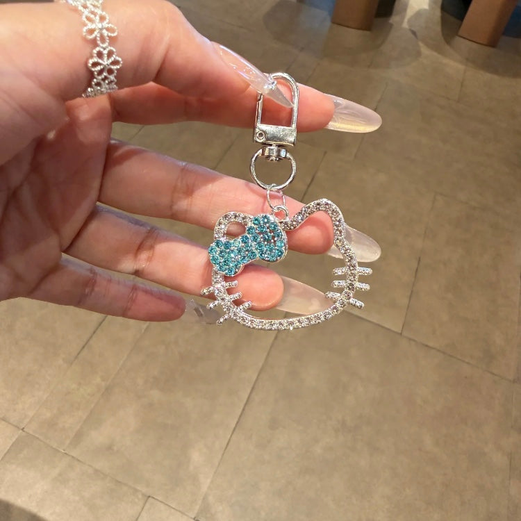 ANSTER Wholesales Price Color Melee Round cut Lab Grown Diamond Keychain with IGI White Gold for Phone Pendant