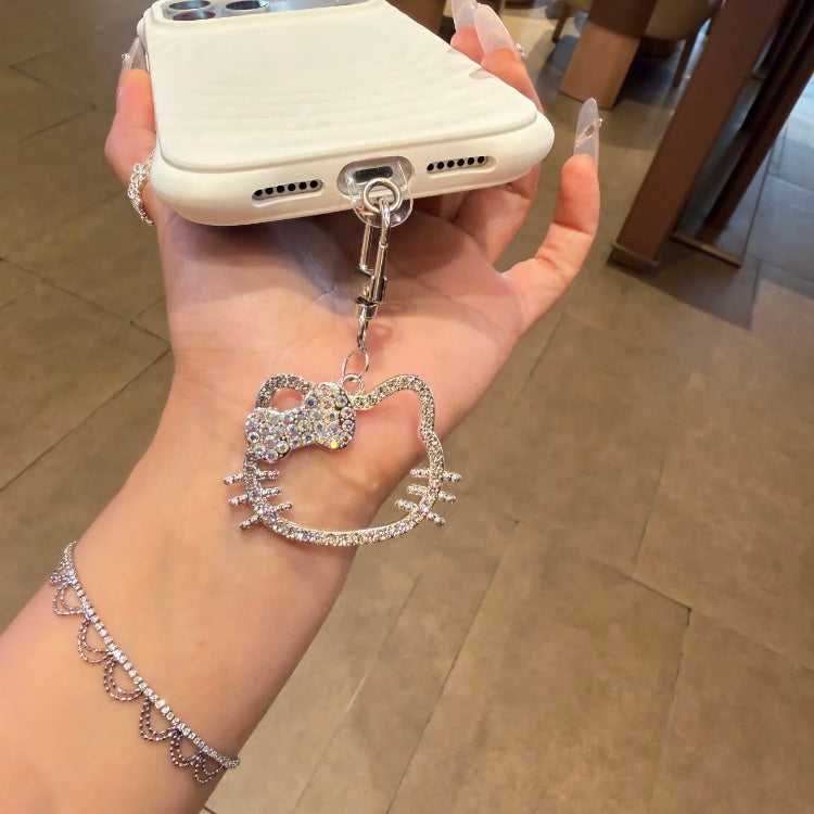 ANSTER Wholesales Price Color Melee Round cut Lab Grown Diamond Keychain with IGI White Gold for Phone Pendant