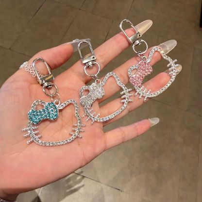 ANSTER Wholesales Price Color Melee Round cut Lab Grown Diamond Keychain with IGI White Gold for Phone Pendant