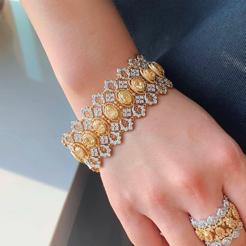 ANSTER Wholesales Price Fancy Yellow Lab Grown Diamonds Bracelet Tennis Chain with IGI