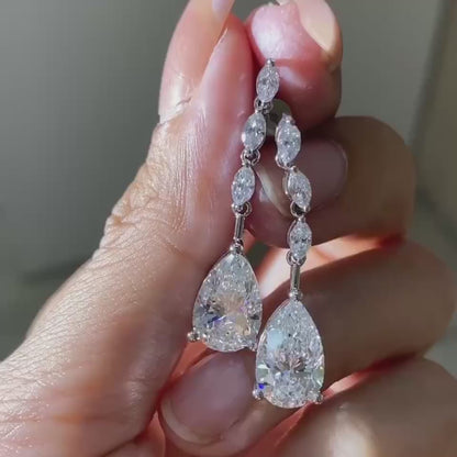ANSTER Jewelry OEM IGI GIA Platinum PT950 Pear Cut Lab Grown Diamond Earrings