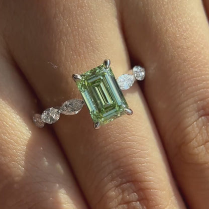 خاتم ألماس من الذهب عيار 18 قيراطًا مقطوع على شكل كمثرى ومُزرع في المختبر من مجوهرات ANSTER مصنوع يدويًا وفقًا لمعايير أخلاقية 